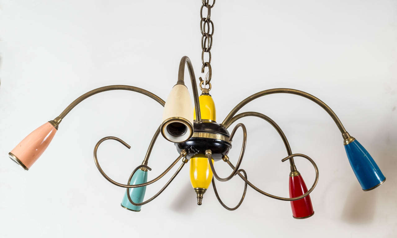 Super fun colored enamel Italian chandelier