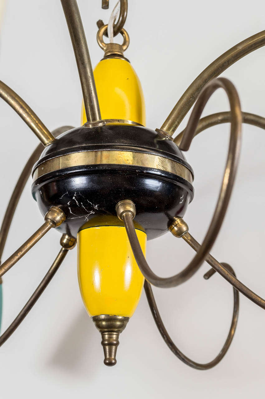 Mid-Century Modern Stilnovo 1960s, Five-Light Ceiling Fixture with Additional Decorative Arms