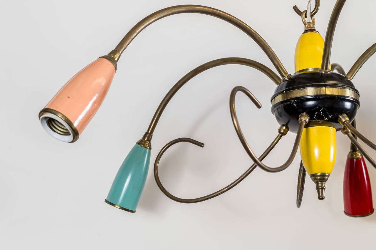 Mid-20th Century Stilnovo 1960s, Five-Light Ceiling Fixture with Additional Decorative Arms