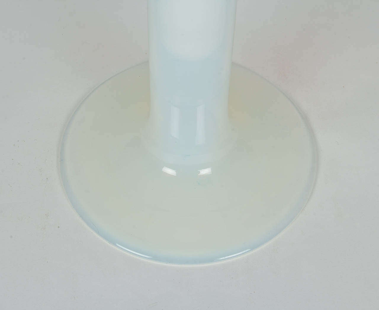 Modern Mazzega Murano / Italian Art Glass White opalescent tupe top vase c. 1975 For Sale
