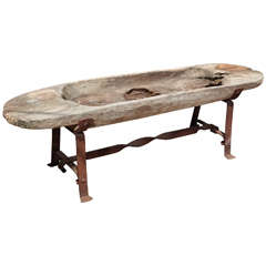 Vintage Wooden Trough on Iron Stand