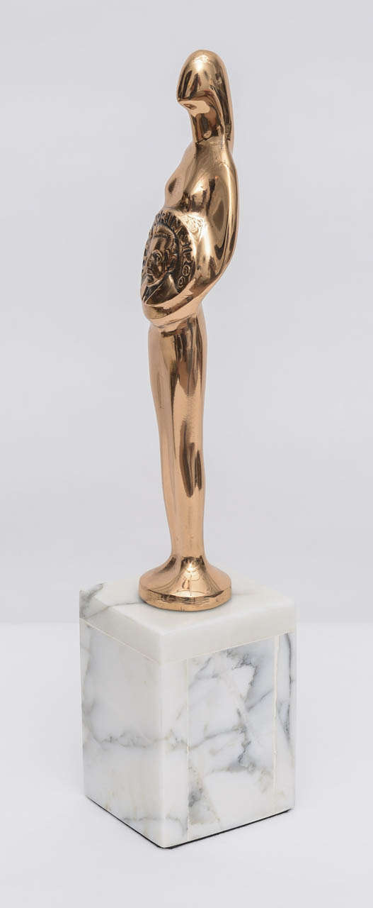 Solid Bonze Figural Award Sculpture On Marble Block, Otto Sirgo In Excellent Condition For Sale In Miami, FL