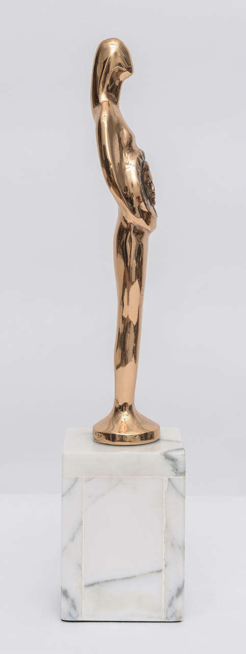 Solid Bonze Figural Award Sculpture On Marble Block, Otto Sirgo For Sale 1