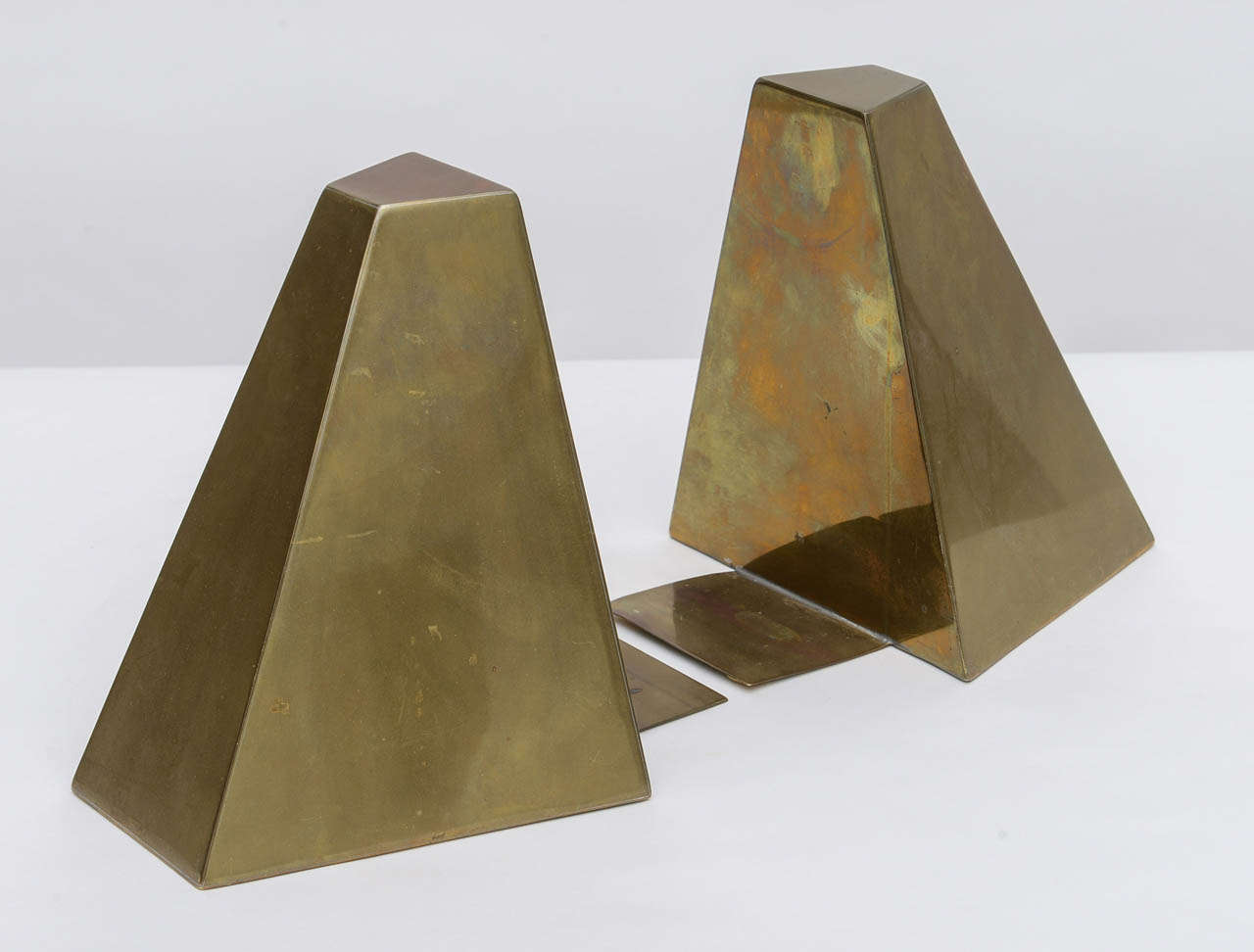American Pair of Brass Pyramidal Bookends For Sale