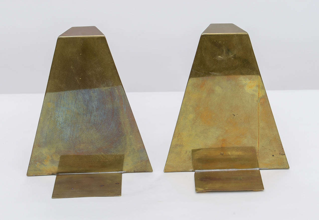 20th Century Pair of Brass Pyramidal Bookends For Sale