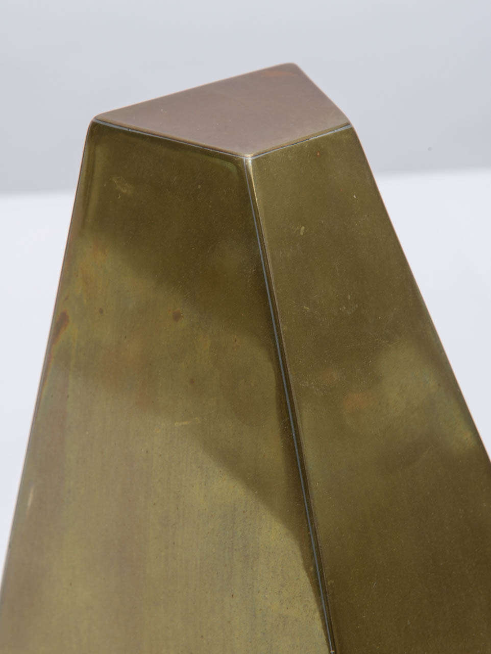 Pair of Brass Pyramidal Bookends For Sale 3