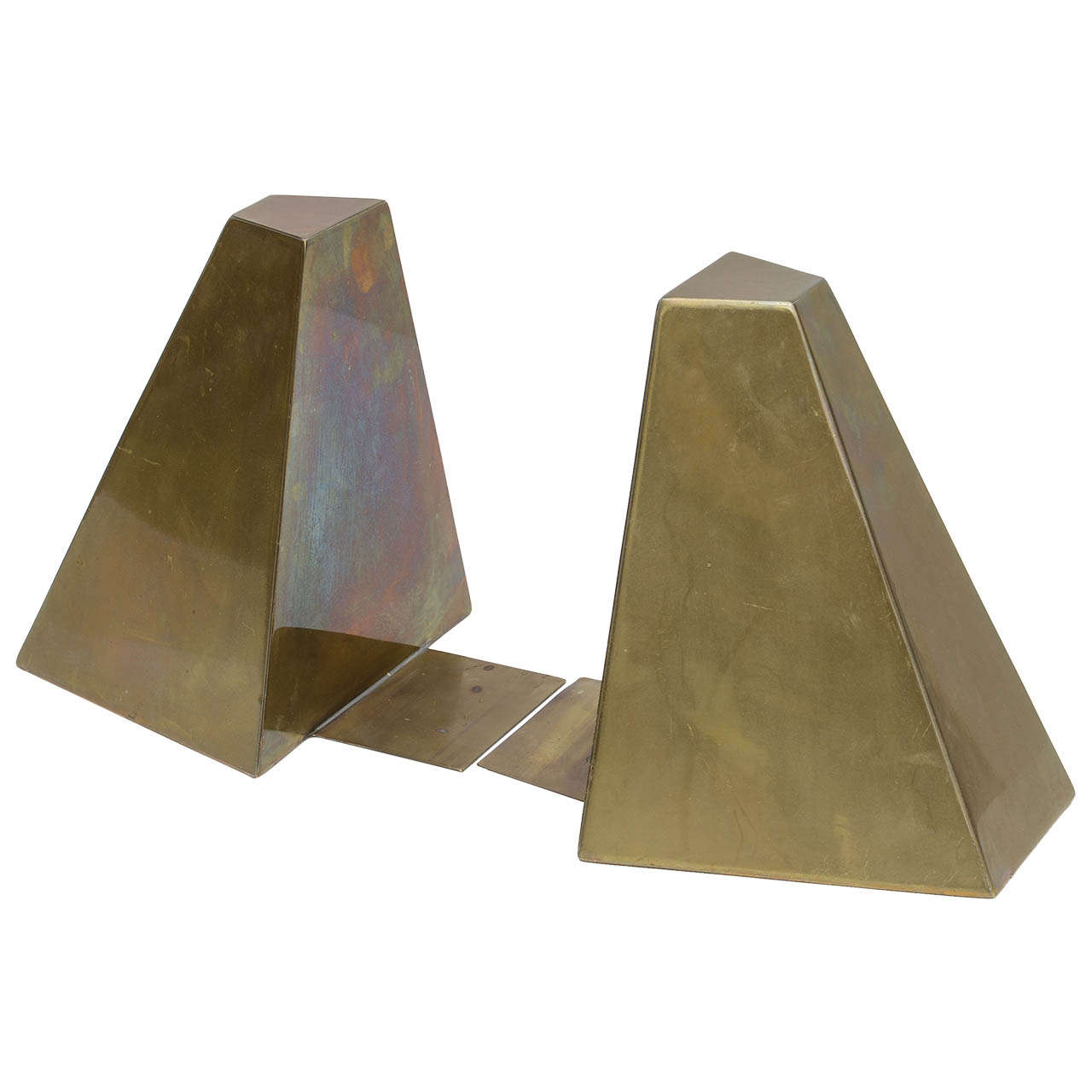 Pair of Brass Pyramidal Bookends For Sale