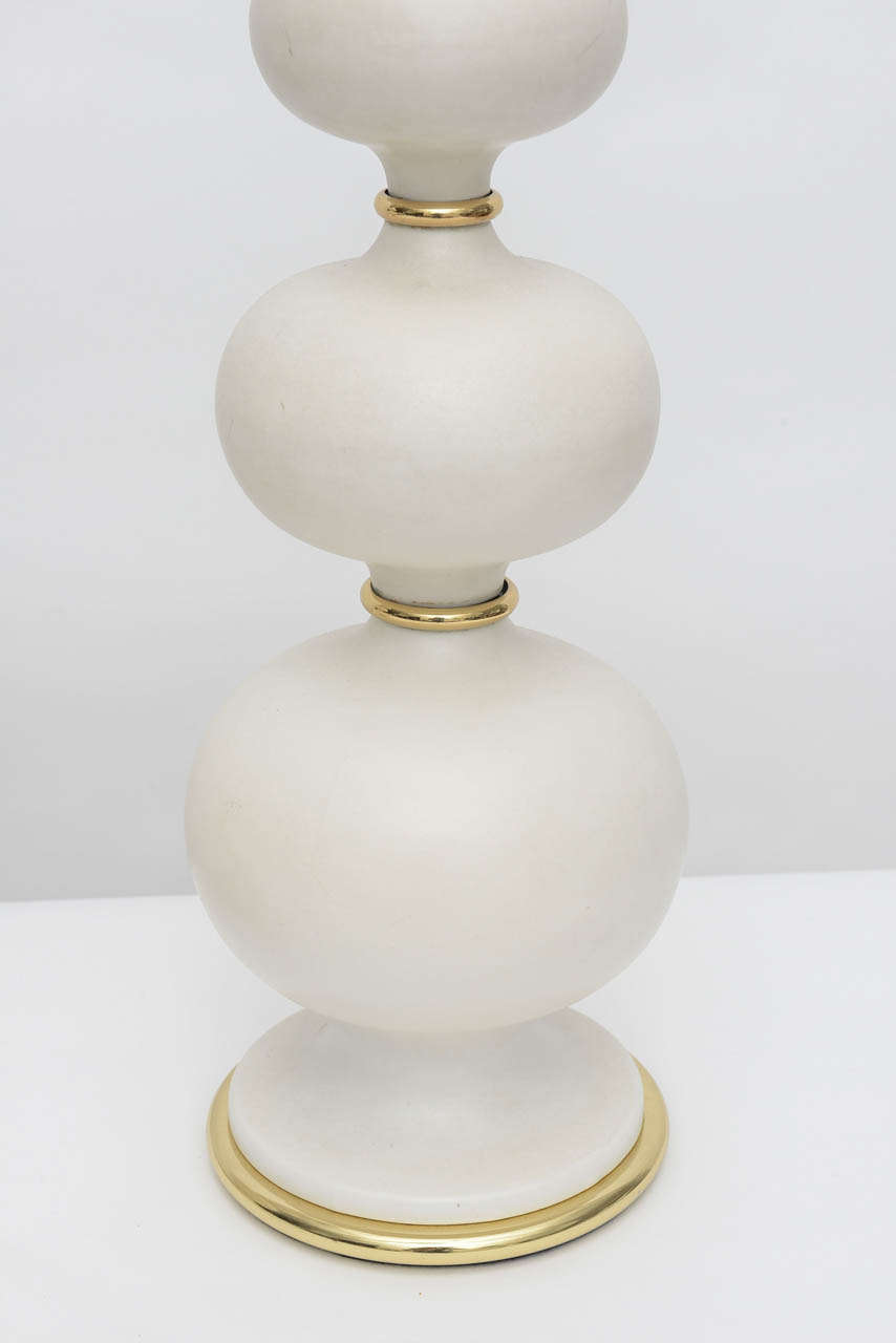 Pair of Matte Porcelain, Stacked Gourd Lamps by Gerald Thurston In Excellent Condition In Miami, FL