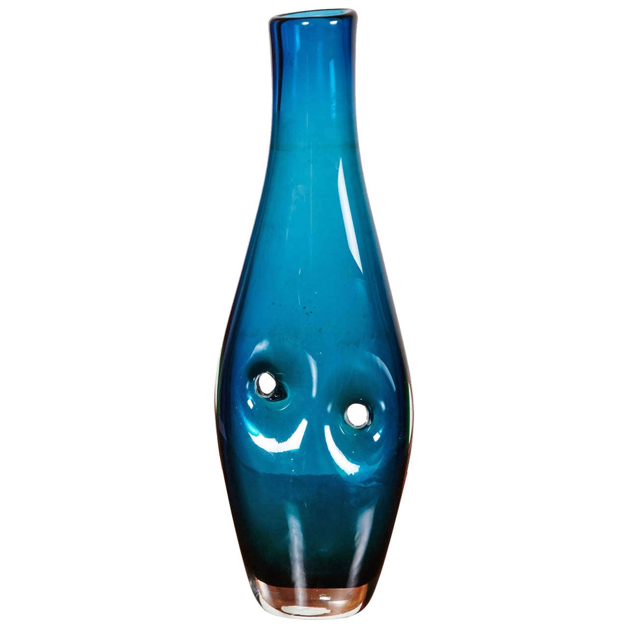 Original Venini Forato Glass Sommerso Vase by Fulvio Bianconi, 1951 For Sale