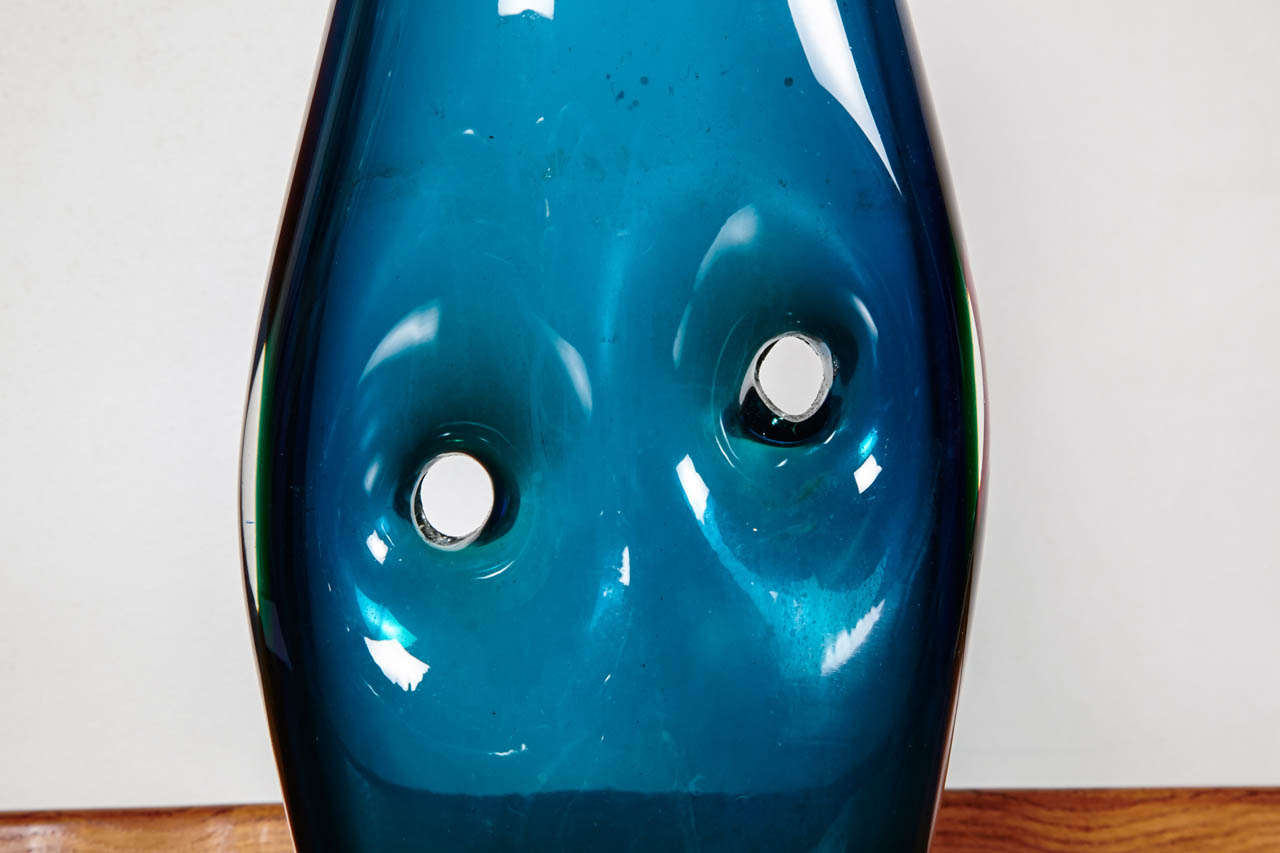 Italian Original Venini Forato Glass Sommerso Vase by Fulvio Bianconi, 1951 For Sale