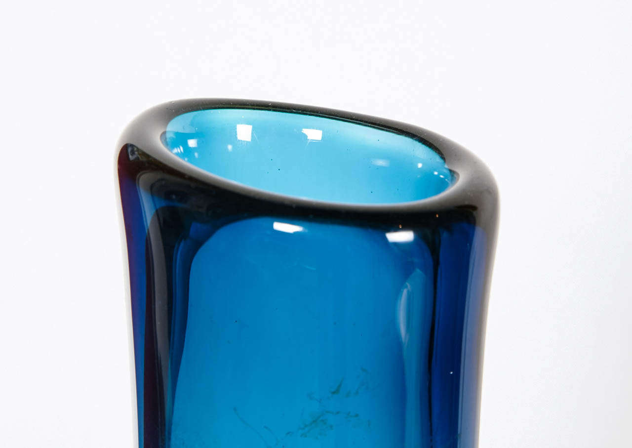Original Venini Forato Glass Sommerso Vase by Fulvio Bianconi, 1951 In Good Condition For Sale In Paris, FR
