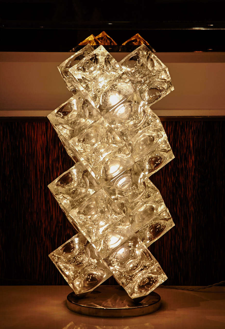 Original Ice Cube Table Lamp In The Style Of Mazzega, 1970's For Sale 2