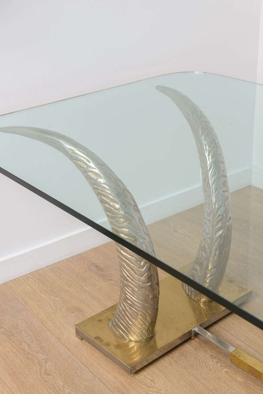 Unknown Dramatic Metal Tusks Dining Table