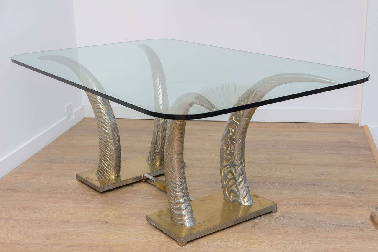 Dramatic Metal Tusks Dining Table 1