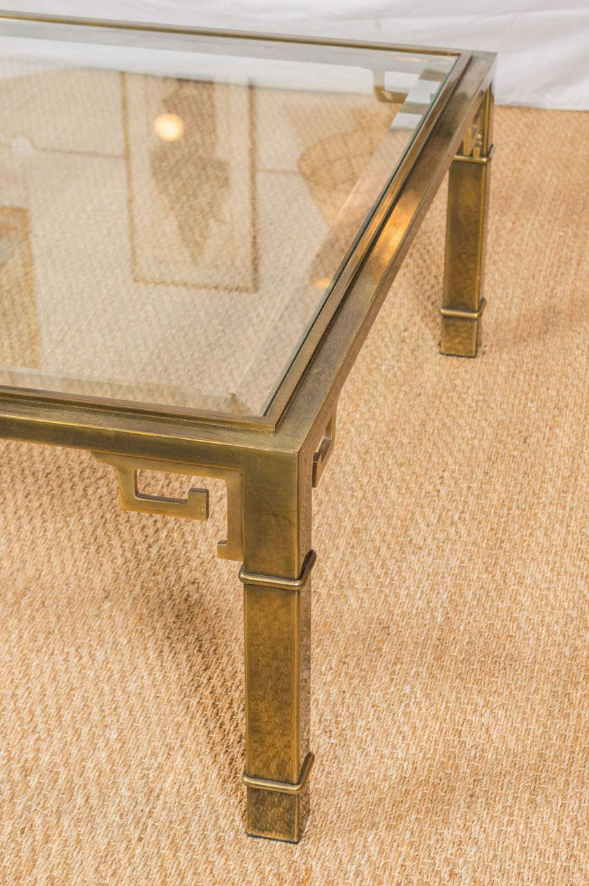 1970's Brass Greek Key Coffee Table by Mastercraft In Good Condition In San Francisco, CA