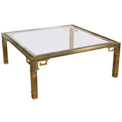 1970's Brass Greek Key Coffee Table by Mastercraft