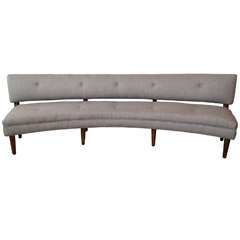 Outstanding 1940's Custom Demilune Sofa In Charcoal