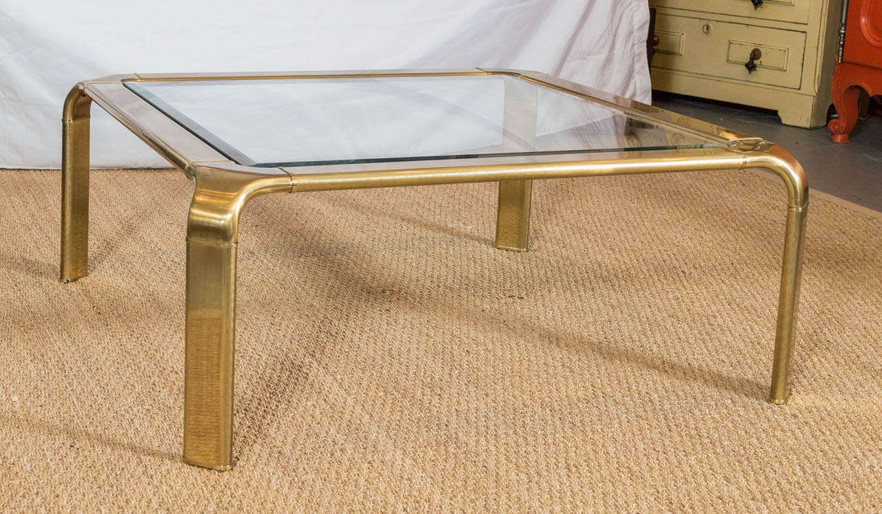 Modern Sensuous 1970's Brass Coffee Table by Mastercraft