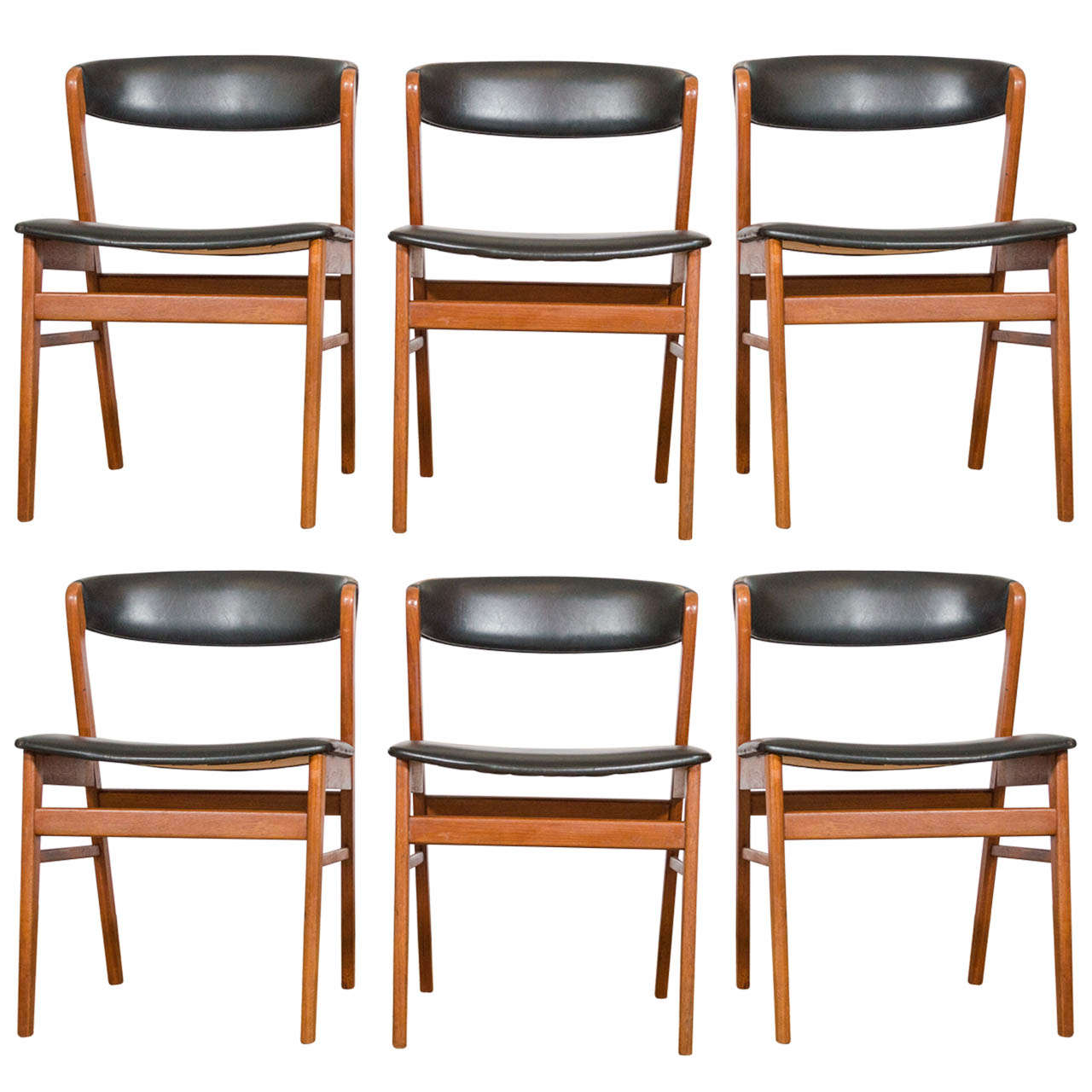 Six Teak Dining Chairs in the Style of Kai Kristiansen at 1stDibs