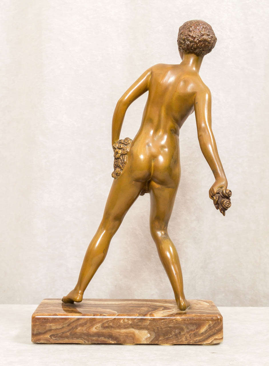 French Art Deco Bronze Figure of a Nude Young Girl