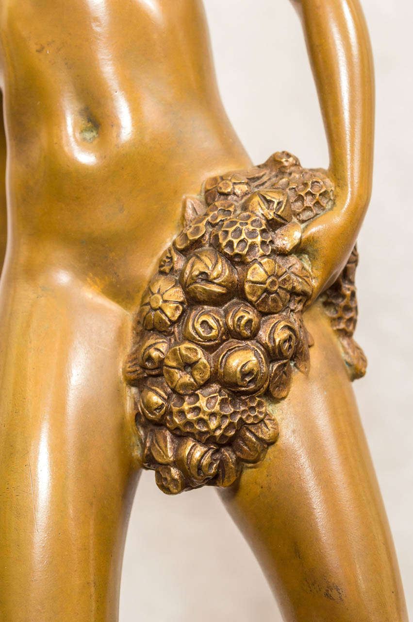 20th Century Art Deco Bronze Figure of a Nude Young Girl