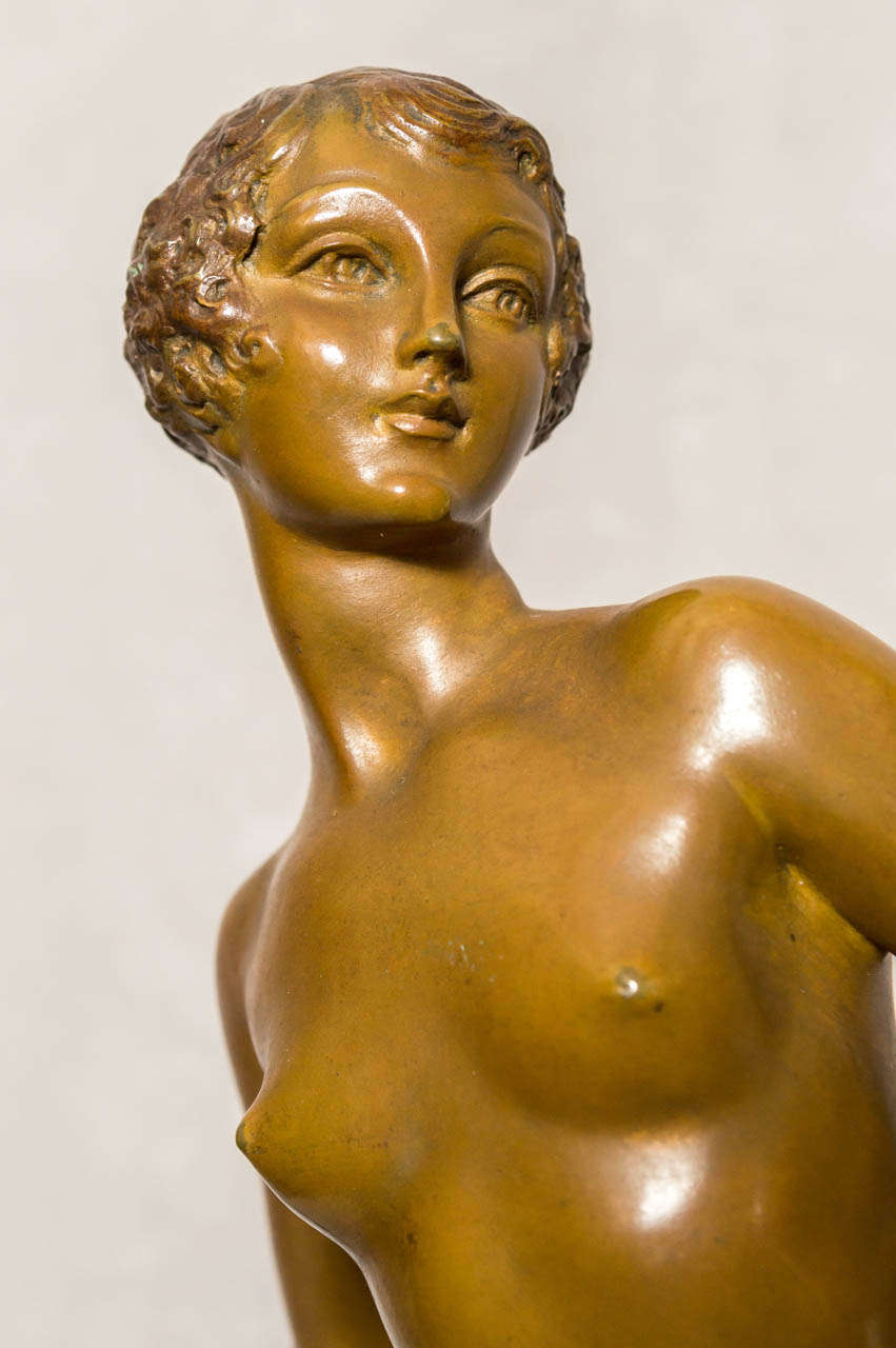 Art Deco Bronze Figure of a Nude Young Girl 1