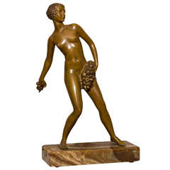 Art Deco Bronze Figure of a Nude Young Girl