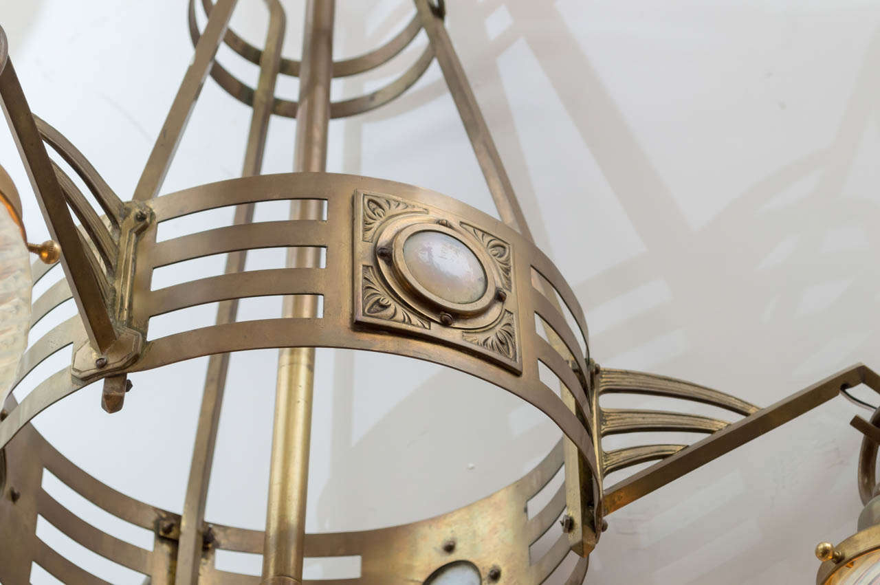 Vienna Secession Austrian Secessionist Four-Arm Chandelier