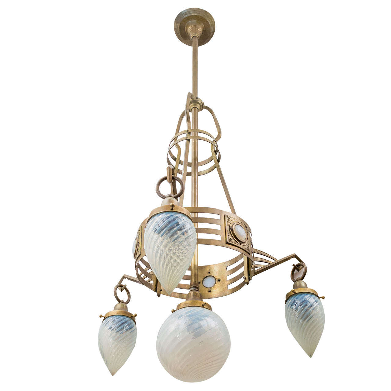 Austrian Secessionist Four-Arm Chandelier