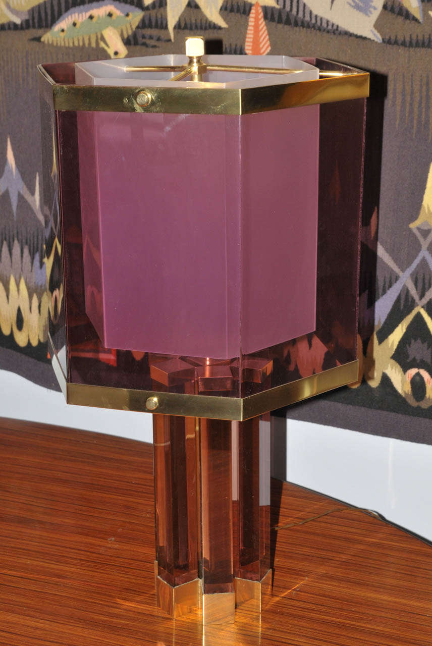 Plexiglass 1970's Table Lamp For Sale