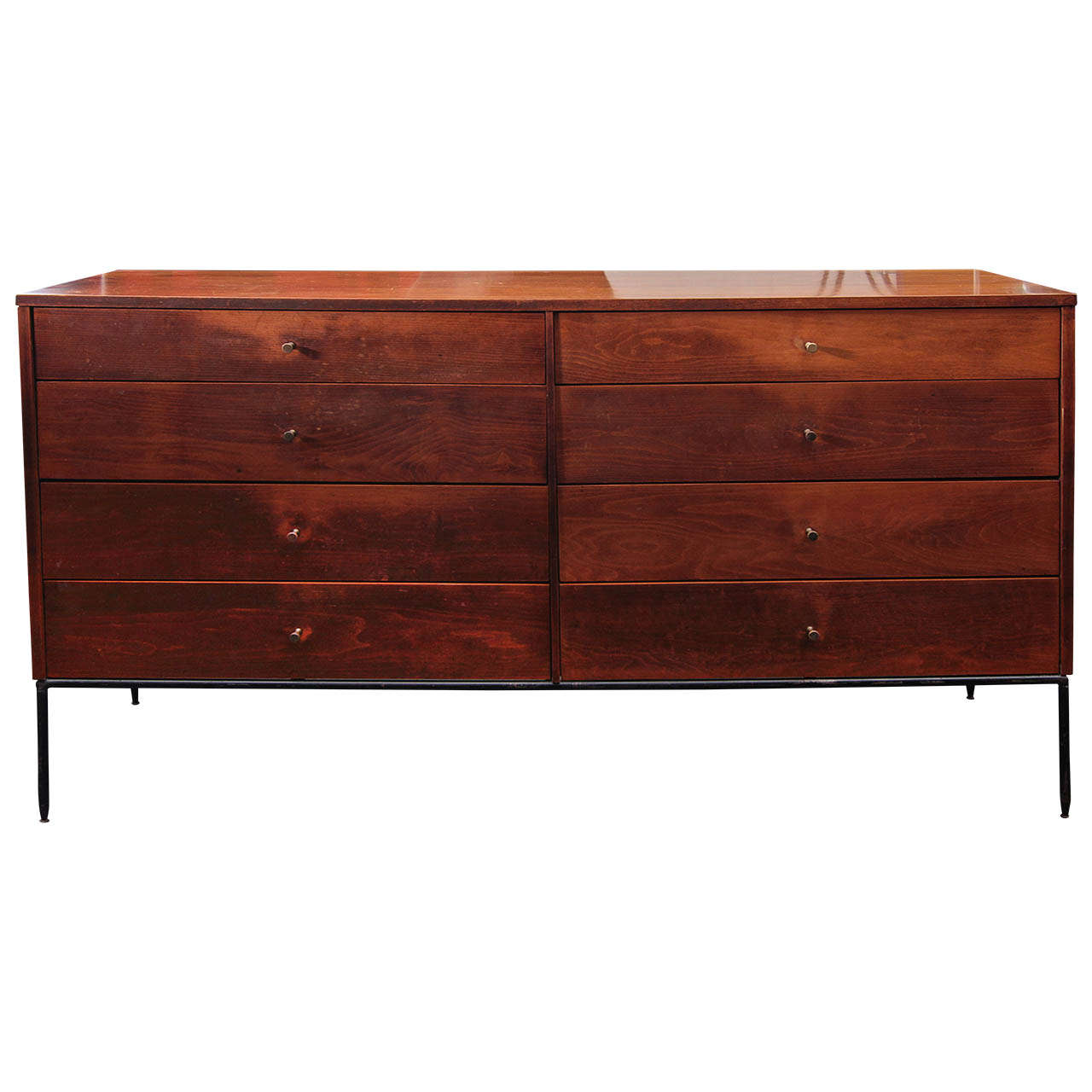 Paul McCobb Planner Group dresser in maple with brass handles and iron base