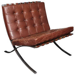 Brown Leather Barcelona Chair by Ludwig Mies van der Rohe for Knoll