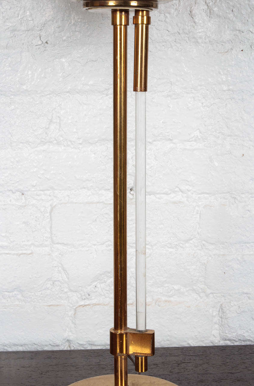 Brass table lamp with intricate lucite switch-1940's In Good Condition In New York, NY