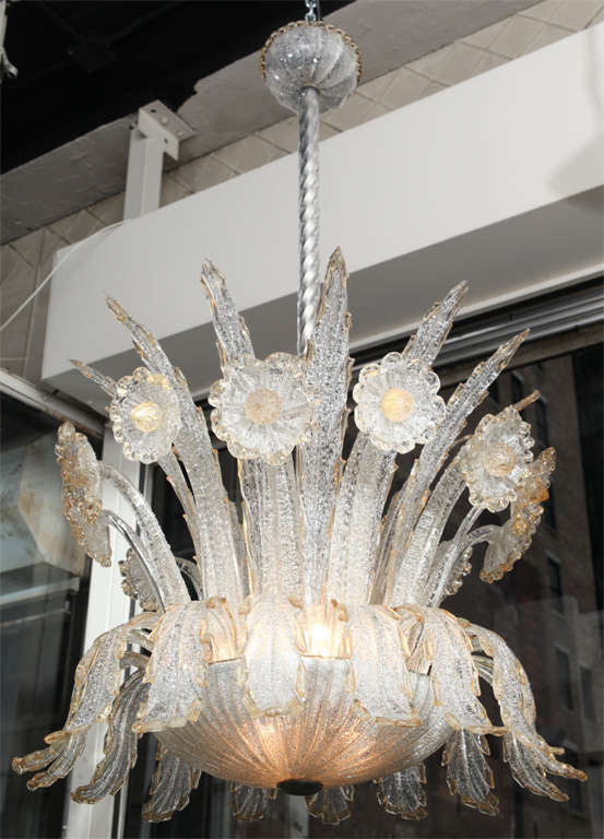 Art Deco Barovier and Toso Chandelier Made in Venice, 1940 For Sale