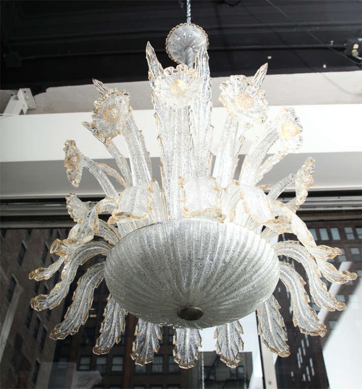 Blown Glass Barovier and Toso Chandelier Made in Venice, 1940 For Sale