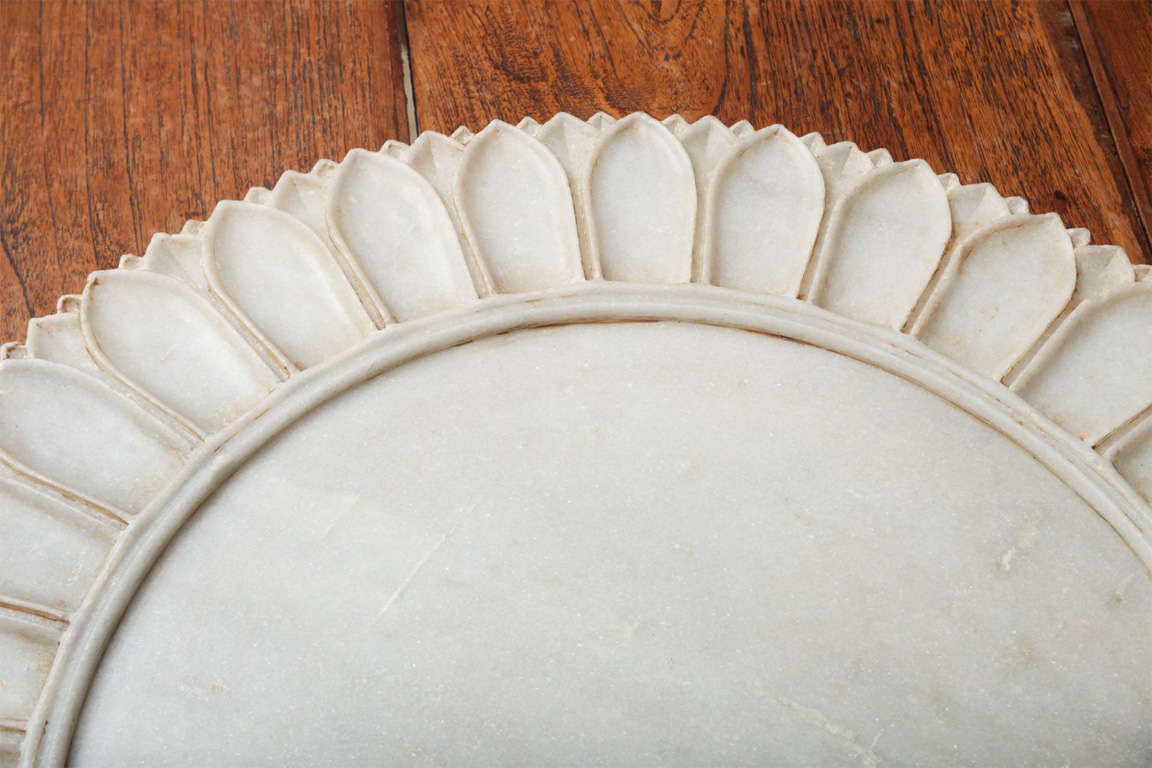 Carved Large White Marble Platter