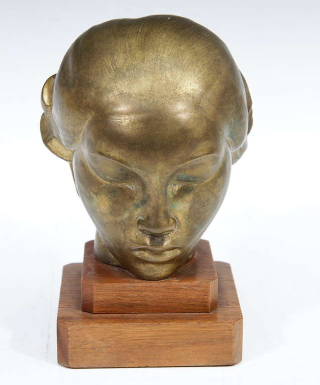 Mid Century Gilt Metal Female Bust