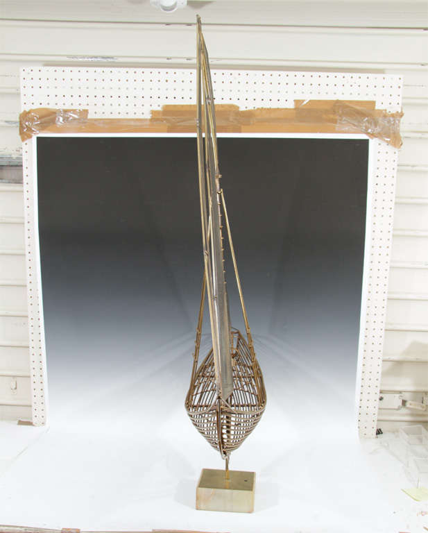 Brass Mid Century Sailboat Sculpture by Curtis Jere