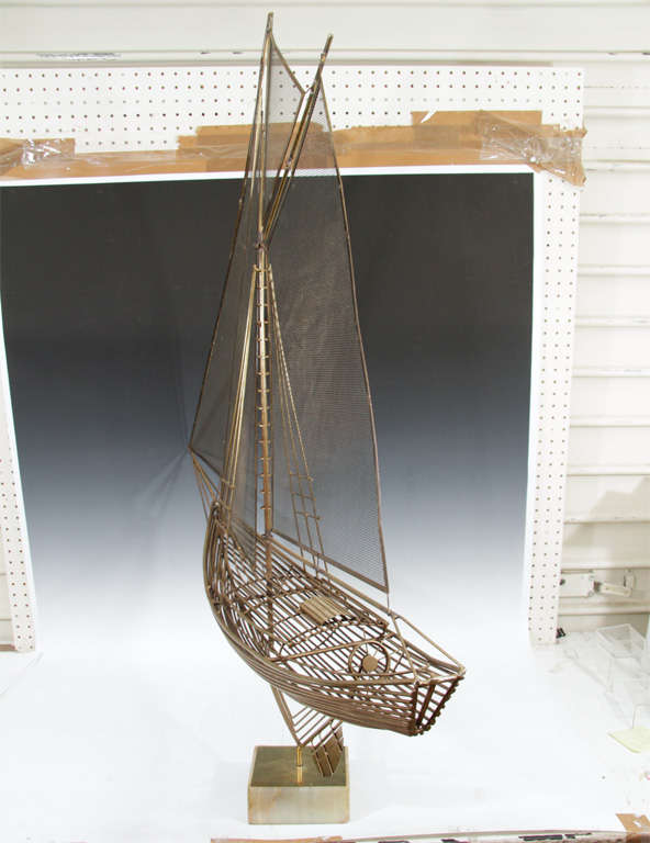Mid Century Sailboat Sculpture by Curtis Jere 1