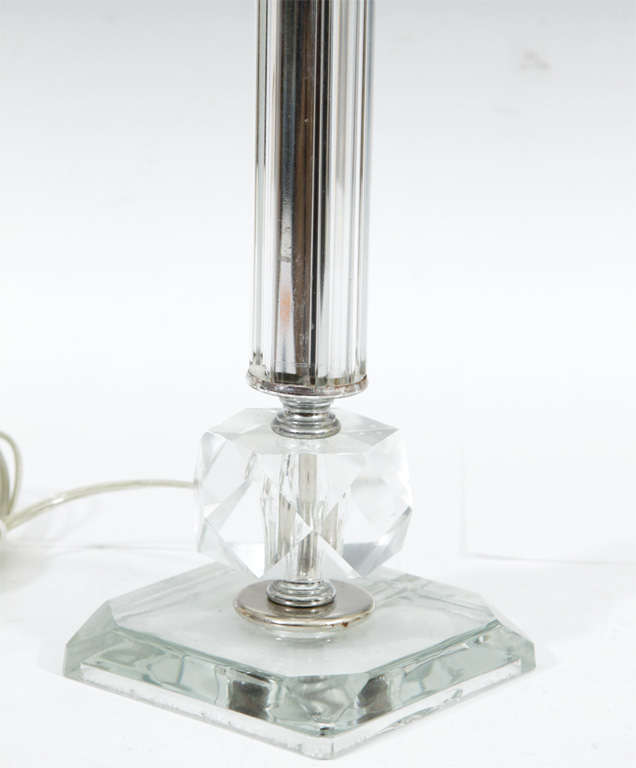 Chrome Pair of Mid Century Glass Table Lamps For Sale