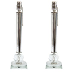 Pair of Mid Century Glass Table Lamps