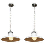 A Pair of Vintage 1930's Enameled Pendant Lights