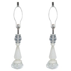 Pair of Mid Century Murano Glass and Lucite Lamps
