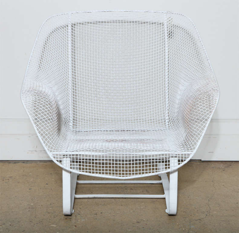Classic Russell Woodard Rocking Wire Arm Chair with extra comfortable, wide seat.  For Indoor or Outdoor use.