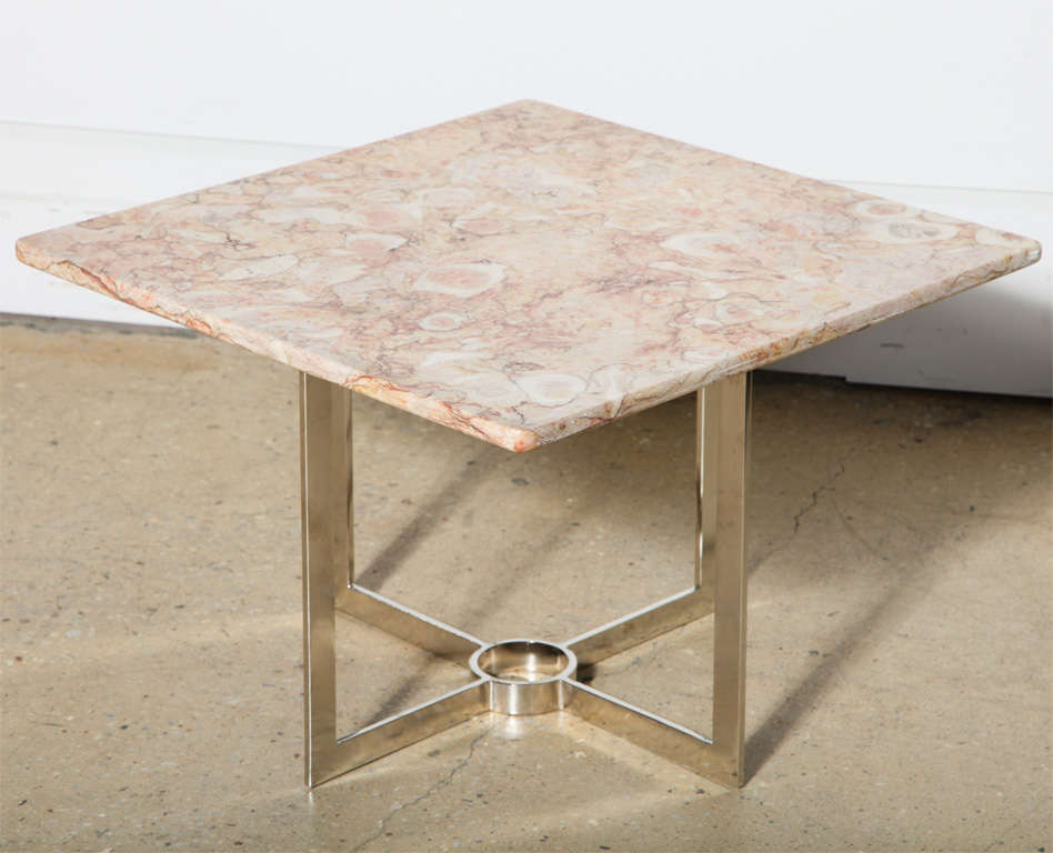 pair of Nickel and Marble End Tables 3