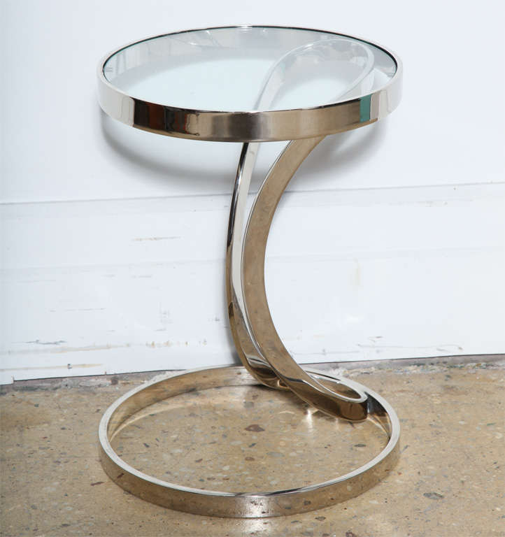 pair of Nickel plated Brass Occasional Tables