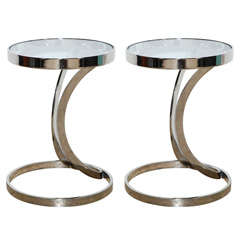pair of Nickel plated Brass Occasional Tables