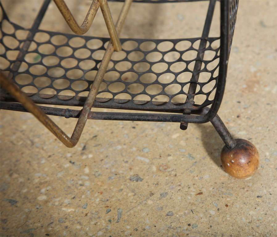 1950s Metal Mesh and Brass Abstract Bird Magazine Stand 2