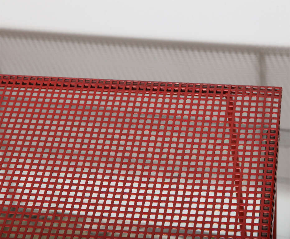 European Mathieu Matégot Style Perforated Red Iron Occasional Table, 1950's 