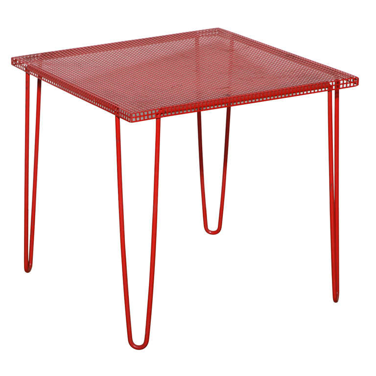 Mathieu Matégot Style Perforated Red Iron Occasional Table, 1950's 